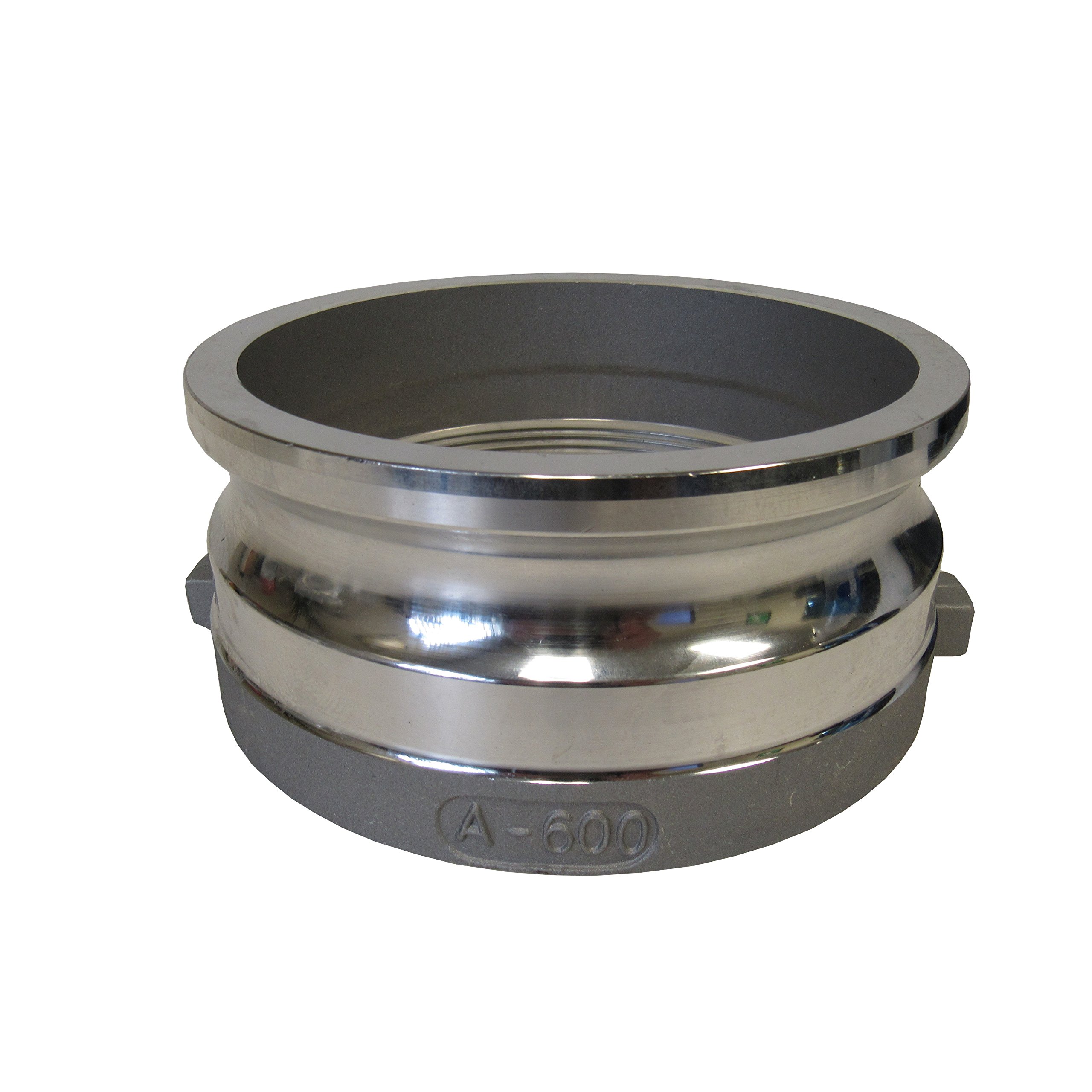 600A Aluminum Cam and Groove Adapter, 6 Inch Male Camlock Adapter X 6 Inch Female NPT Thread