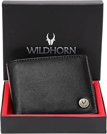 WildHorn Genuine Leather Hand-Crafted Wallet for Mens, Black Vintage, 9x2x11 cm, Classic