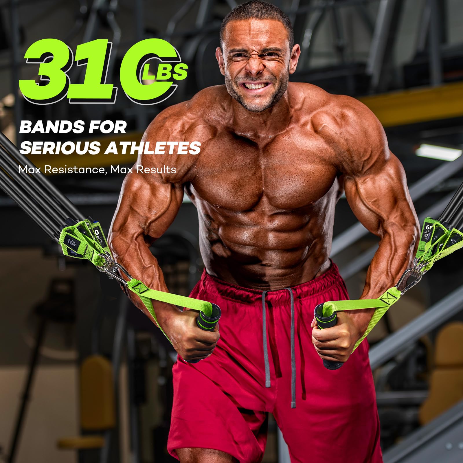 Resistance Bands, 310 lbs Heavy Duty Bands for Working Out, Exercise Bands with Handles,Workout Bands for Men, Fitness Bands for Home Workouts,Muscle Training, Strength, Slim, Yoga