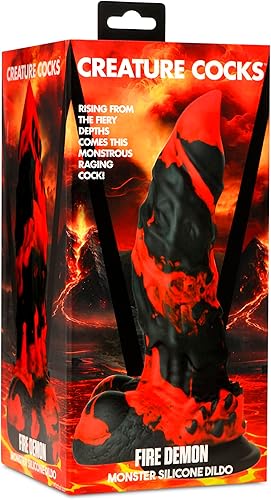 Miniatura 9 de CREATURE COCKS Consolador monstruo Fire Demon para hombres, mujeres y parejas. Firme y flexible, base de succión fuerte, consolador de fantasía,