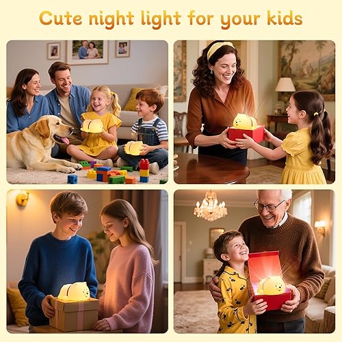 Miniatura 7 de Linda luz nocturna de cachorro para bebés y niños, luz nocturna recargable con control táctil con 3 brillos, luz cálida, temporizador y silicona