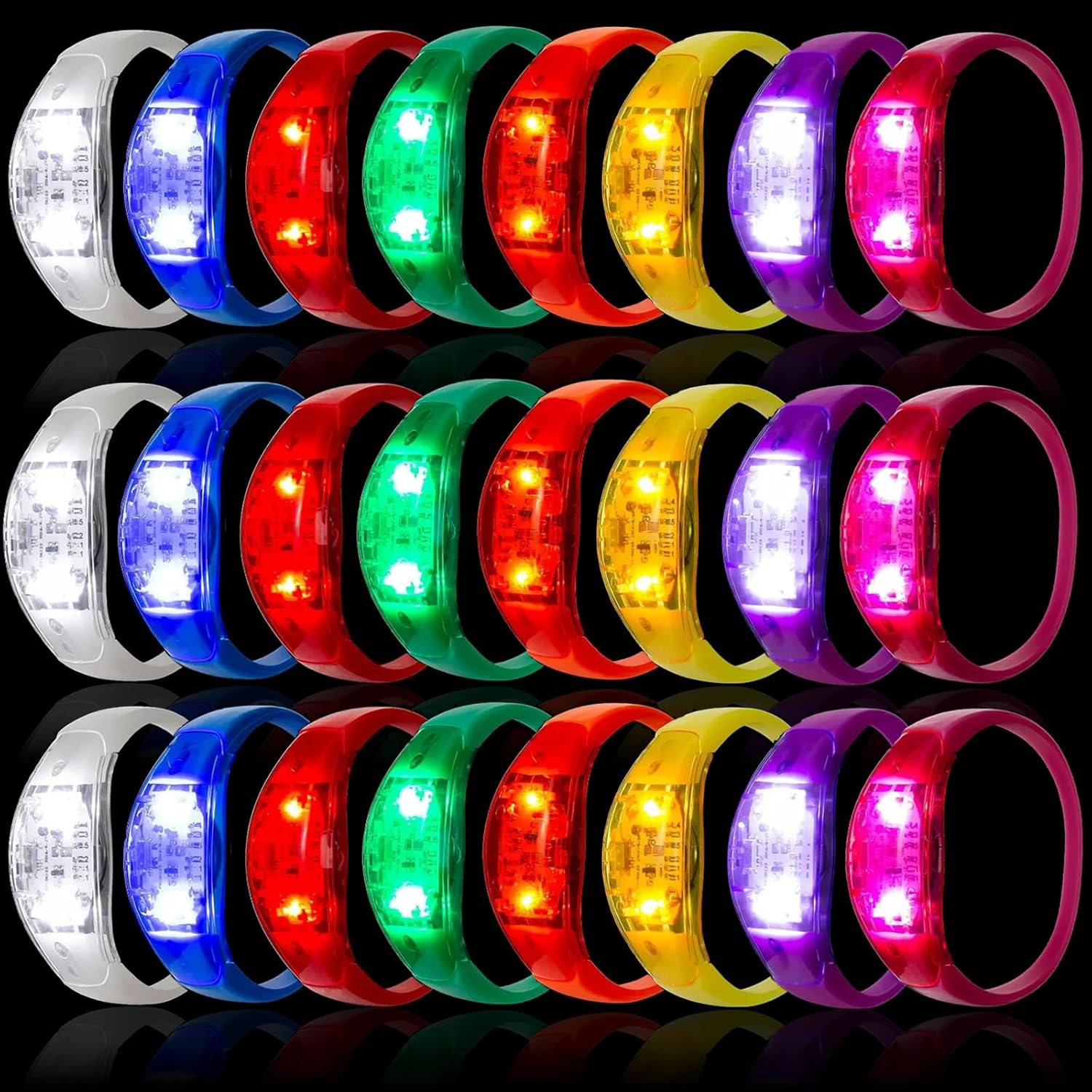 96 Pcs LED Glow Bracelets Sound Activated Light Up Bracelets for Adults & Kids Glow in the Dark Party Supplies Birthday Party Favors for Christmas, Halloween, Rave, New Year, Concert