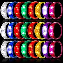 96 Pcs LED Glow Bracelets Sound Activated Light Up Bracelets for Adults &amp; Kids Glow in the Dark Party Supplies Birthday Party Favors for Christmas, Halloween, Rave, New Year, Concert