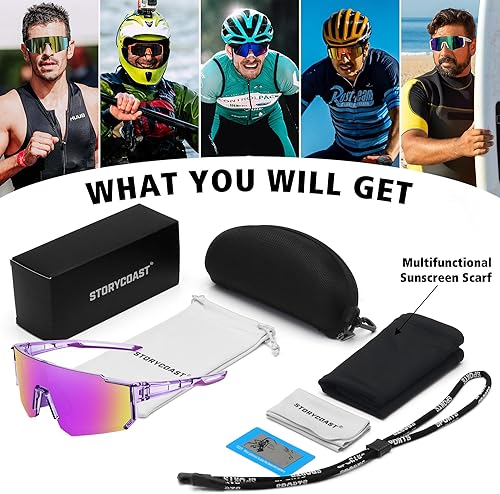Miniatura 180 de STORYCOAST Lentes de sol deportivos polarizados para hombres y mujeres, para conducir, pesca, ciclismo, bicicleta de montaña, protección UV400