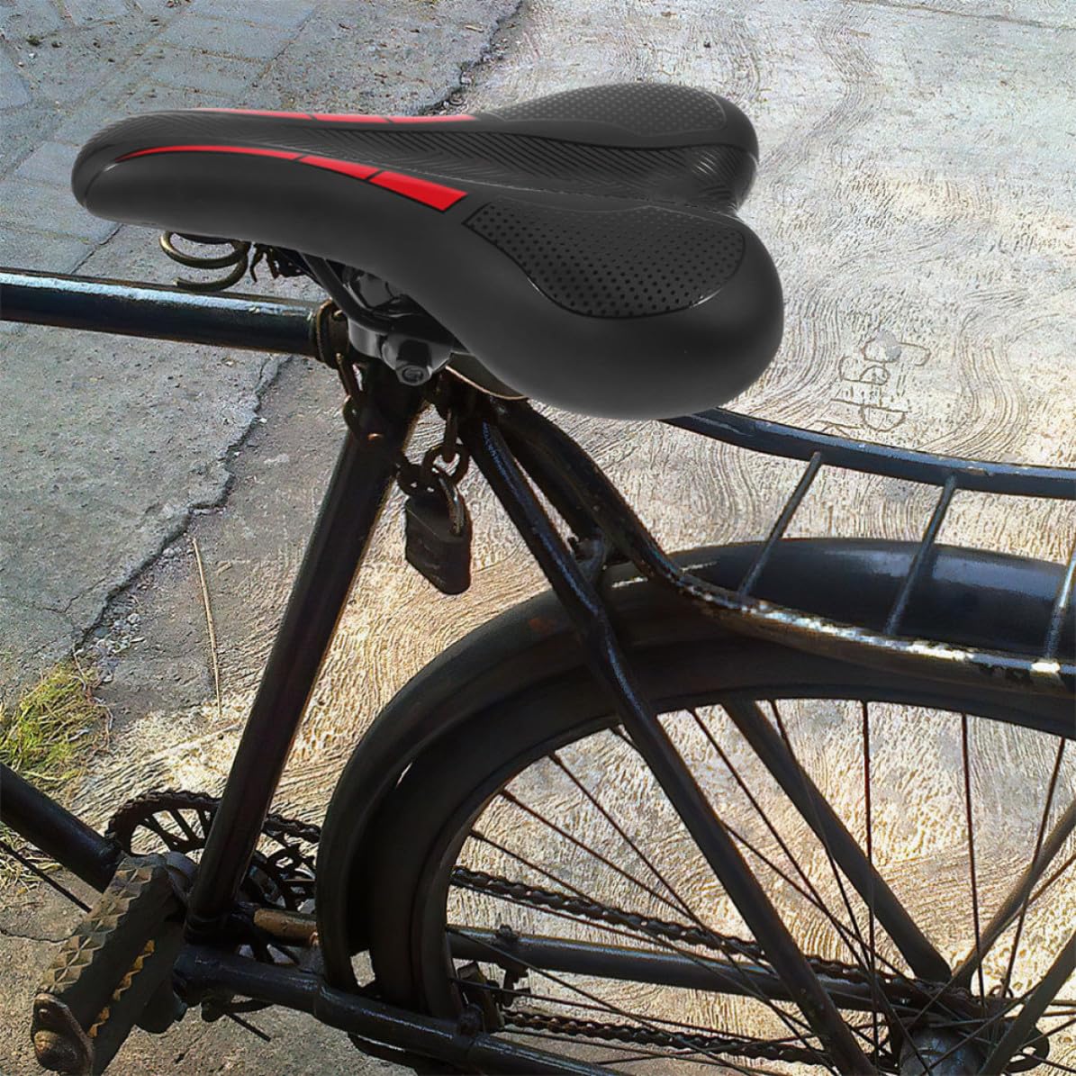 ULTECHNOVO 2 Piezas Sillín de Bicicleta Negro de PU y PP, Cómodo y Ligero