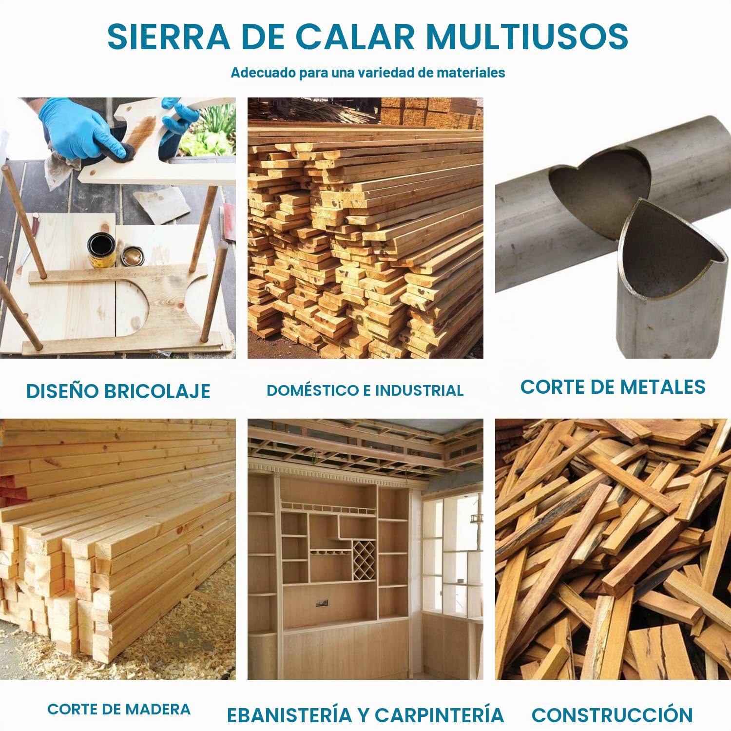 Sierra de Calar, KATSU 400W Sierra Calar Eléctrica con 5 Hojas, 0~3000 SPM, ± 45° Corte, Velocidades Variables, para Cotar Metal, Madera y Plástico (Budget)