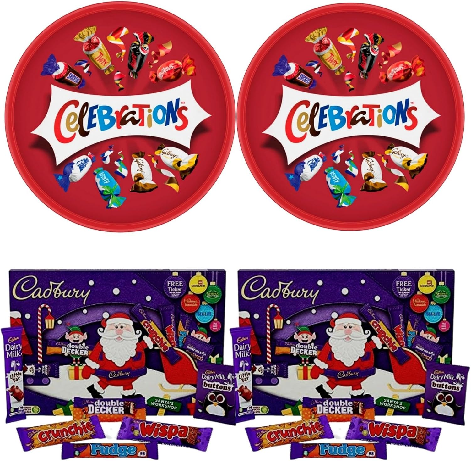 Christmas Chocolate Tubs Bundle With 2x Celebrations Chocolate Box Tub