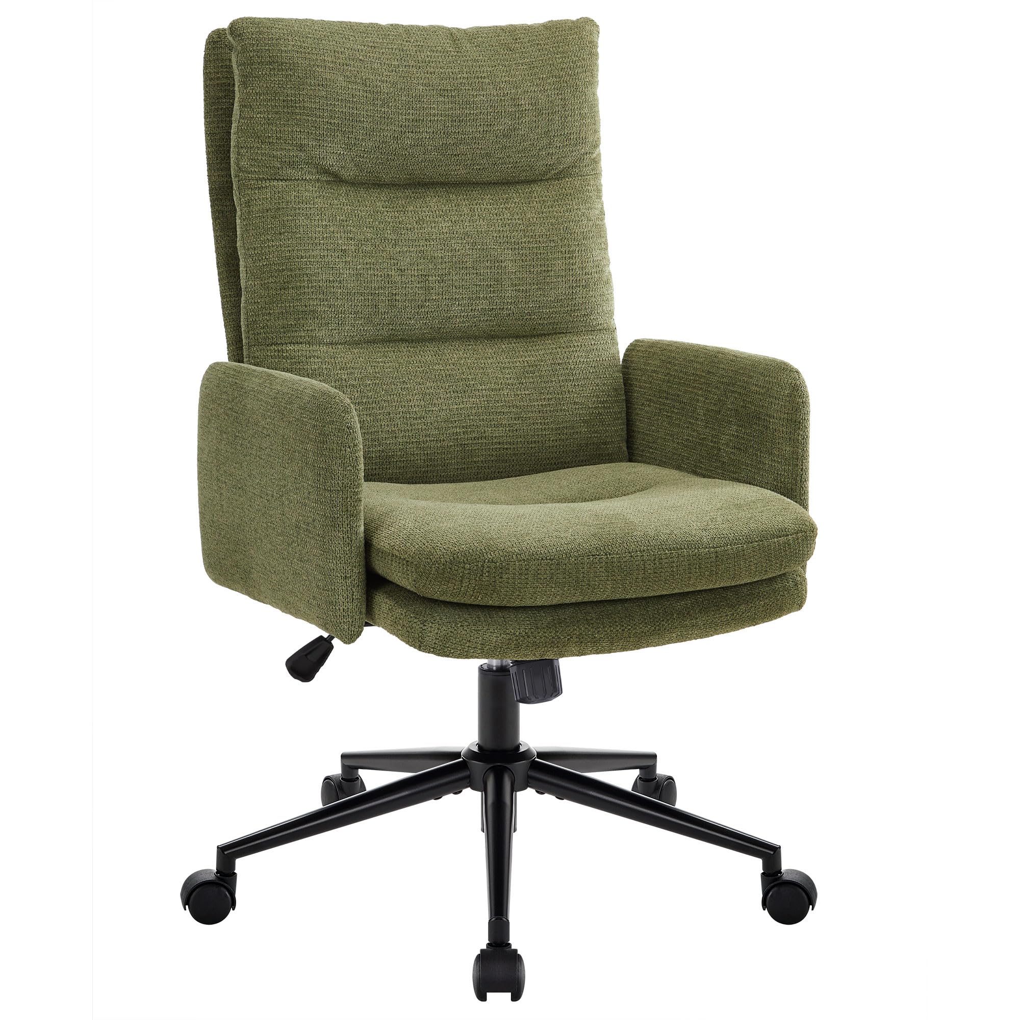 IWMH Schreibtischstuhl mit Hoher Rückenlehne,Bürostuhl Ergonomisch aus Kaschmir, Schminktisch Stuhl mit Armlehne, Drehstuhl Höhenverstellbarer Buero Wohnzimmer (Grün)