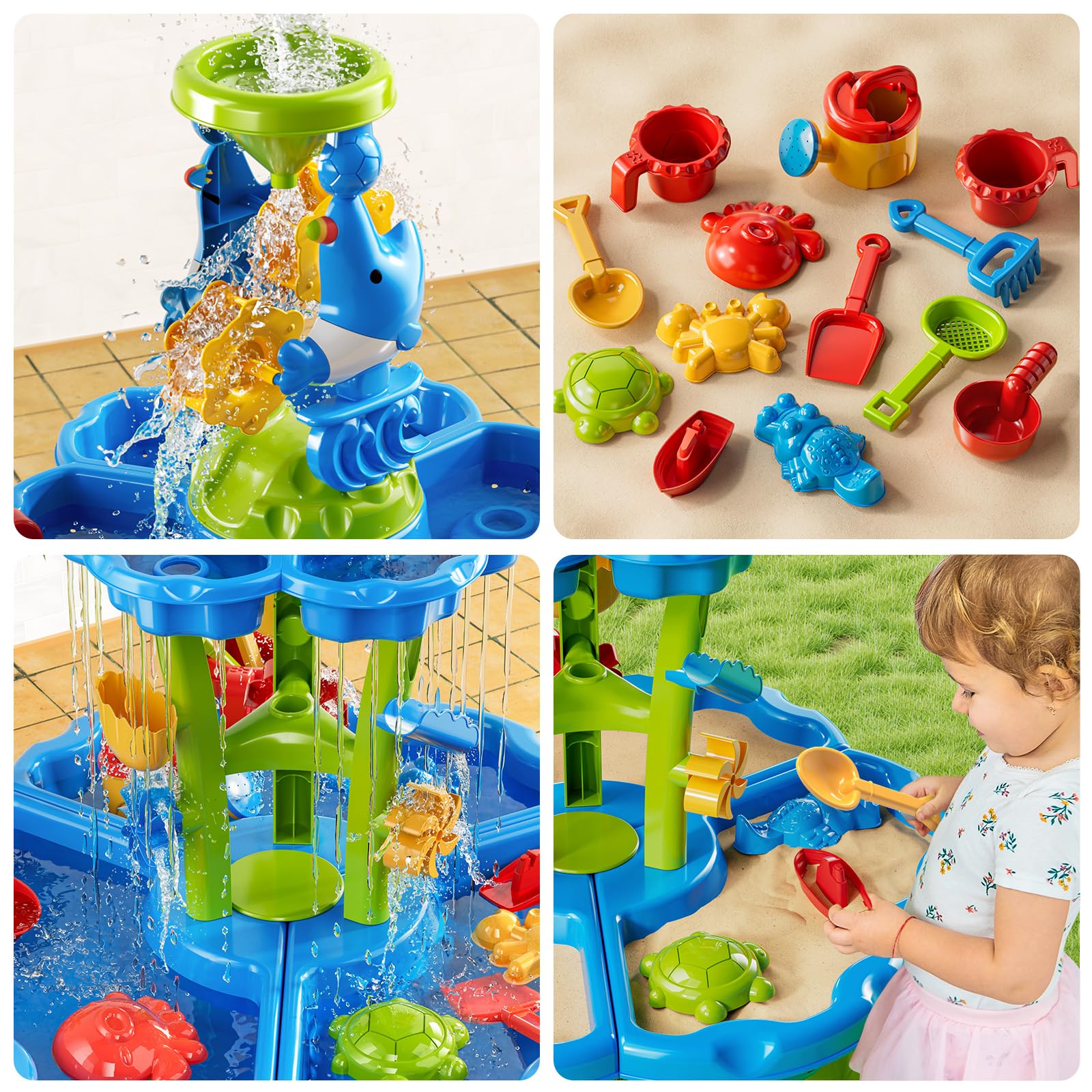 JUKUDAHU Kinder-Blumen-Wasserspieltisch für Kinder 3-8 Jahre | Sensorisches Aktivitätsspielset, Sommer-Spielzeug, Outdoor-Sand- und Wassertisch, Für Jungen und Mädchen