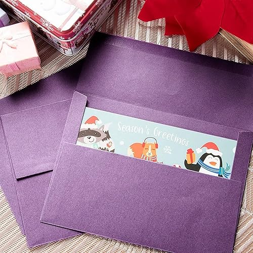 Miniatura 2 de Sustainable Greetings Sobres de invitación – A7 de 7 x 5 pulgadas, morado, paquete de 100 unidades, solapa cuadrada, sello engomado y sobres a