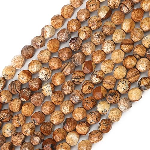 Miniatura 14 de Cuentas redondas facetadas de ágata india natural de 6 mm para hacer joyas, 36 cm/hebra