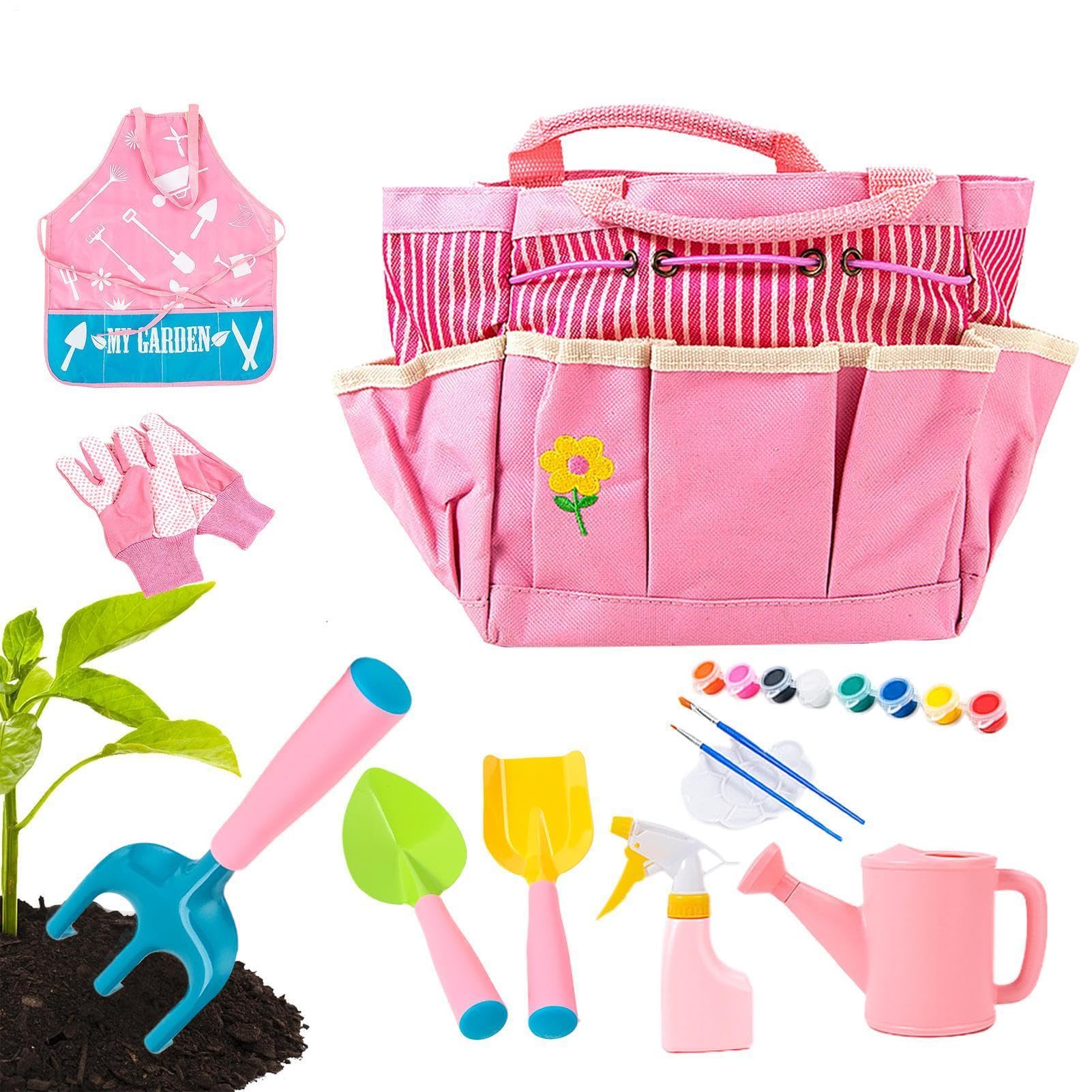 Générique Kit Da Giardinaggio per Giocattoli Esterni Leggeri ed Ergonomici, Attrezzature Da Giardinaggio Giocattolo con Borsa Tote | per Ragazzi Ragazze Famiglia Casa Giardino Presepe