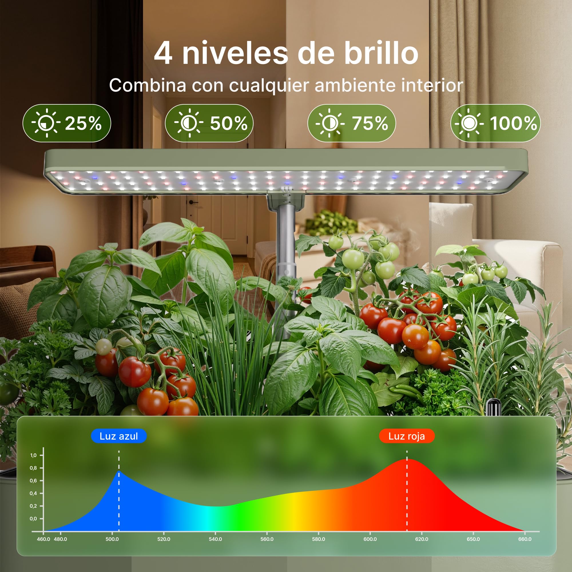 SUNCOZE Sistema de Cultivo Hidropónico Kit de Cultivo Interior con Iluminación LED Automática, Smart Garden 12 Pods, Altura Regulable, depósito de Agua de 4 l, Bomba silenciosa
