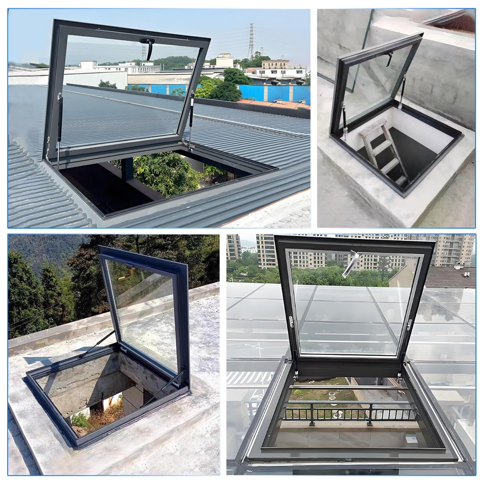Genérico Claraboya para techos Inclinados/Planos: Cubierta de ático con ventilación Manual, iluminación para solárium, instalación en terraza: Ideal para luz Natural y ventilación.