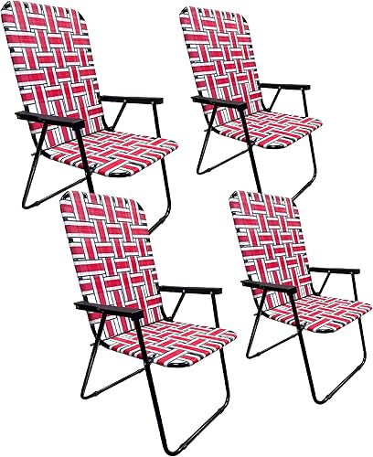 Vista 63 de EasyGo Product Portátil, diseño de respaldo alto, estilo retro, silla de malla para exteriores, patio, campamento, eventos deportivos, fácil