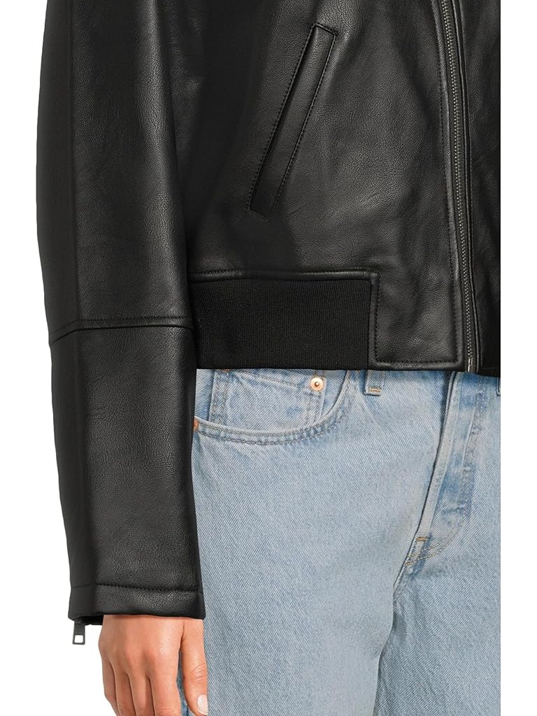 Black Levi's&#174; Faux Leather Bomber With Sherpa Collar