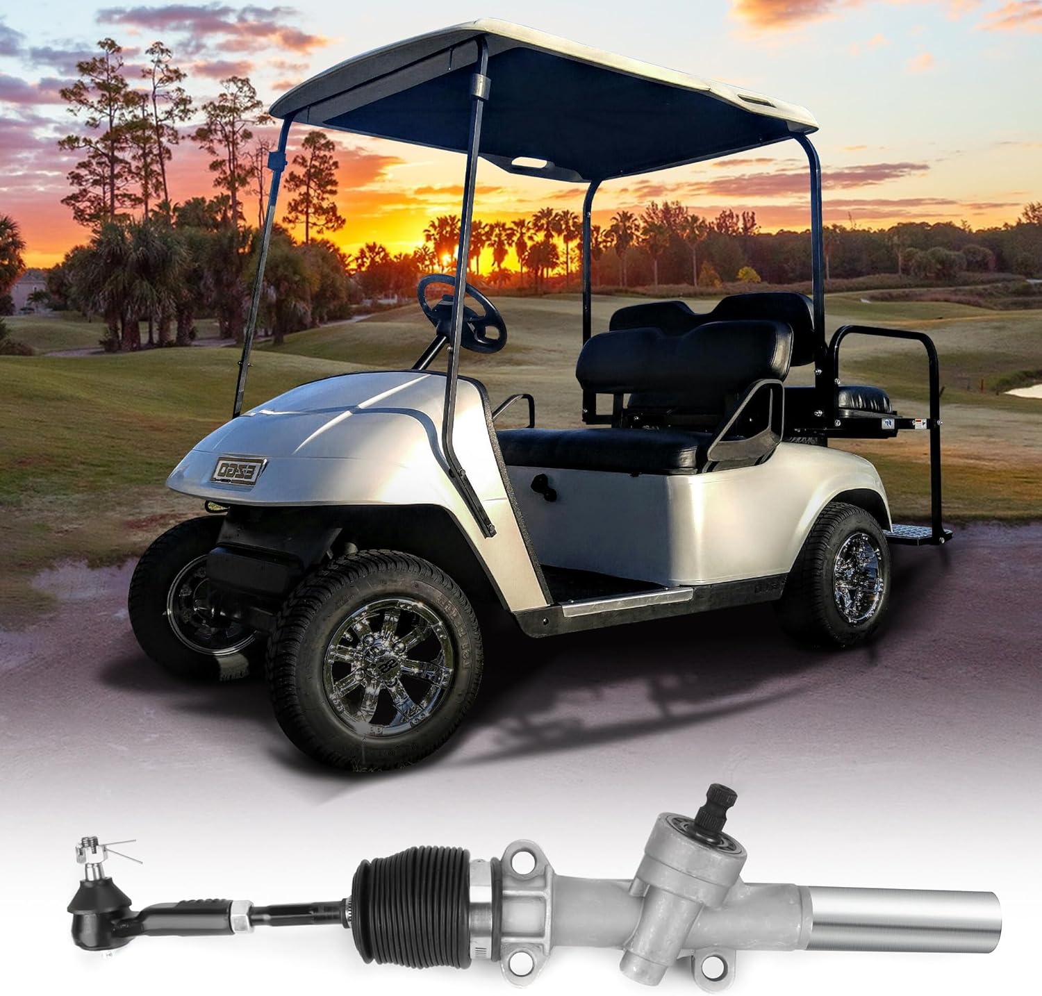 Steering Rack, Golf Cart Steering Gear Box Assembly for EZGO TXT (2001-UP) Gas/Electric, Replaced Part 70964G01, 70964-G01, with Ball Joint and Latch
