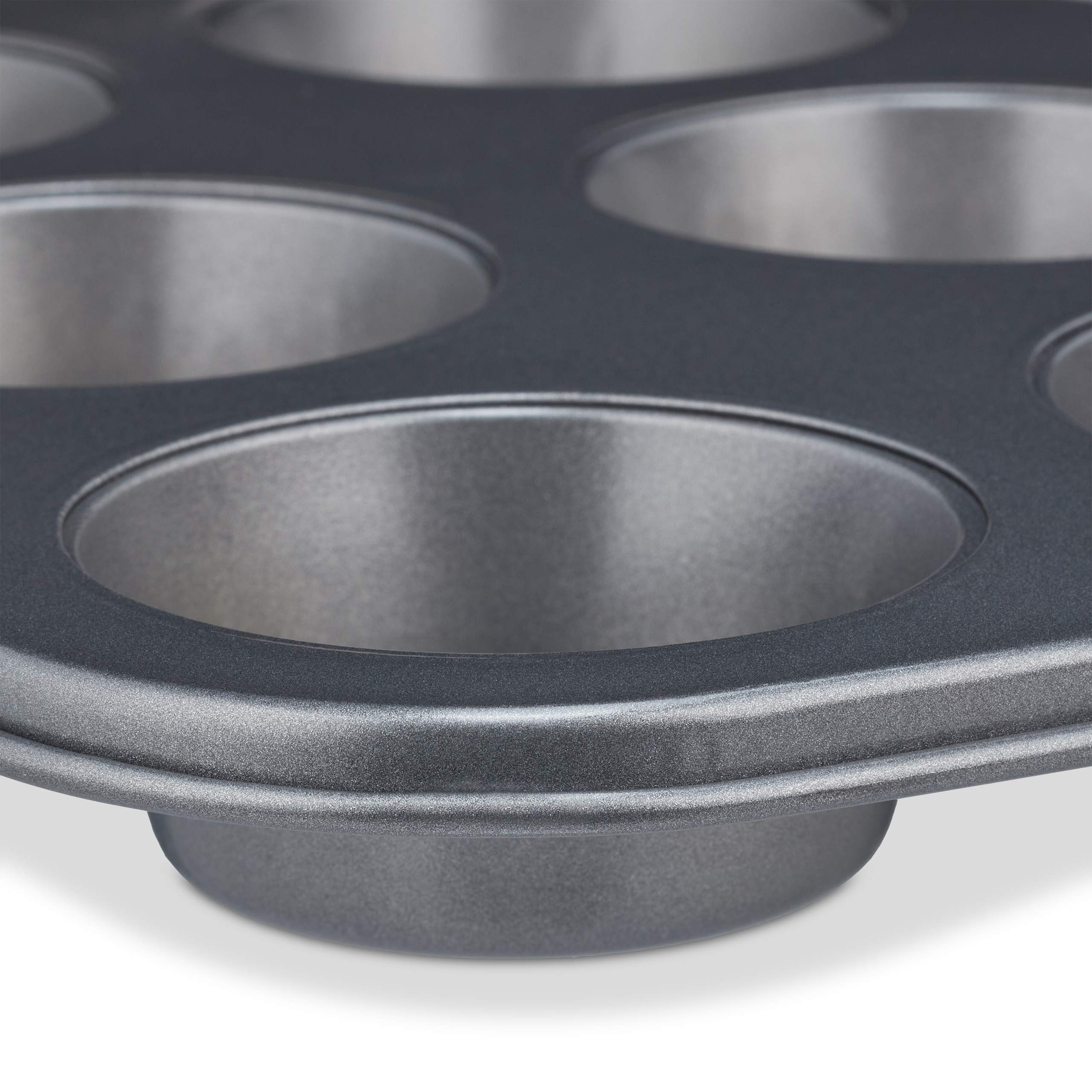 Relaxdays 8 Moldes Magdalenas, Bandejas para 12 Muffins y Cupcakes, Antiadherentes, Acero al Carbono, 6,5cm Ø, Gris