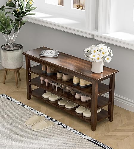 Miniatura 53 de Zapatero organizador de 3 niveles, 4 pares de banco de almacenamiento de entrada para pasillo, dormitorio, sala de estar, dormitorio, soporta hasta