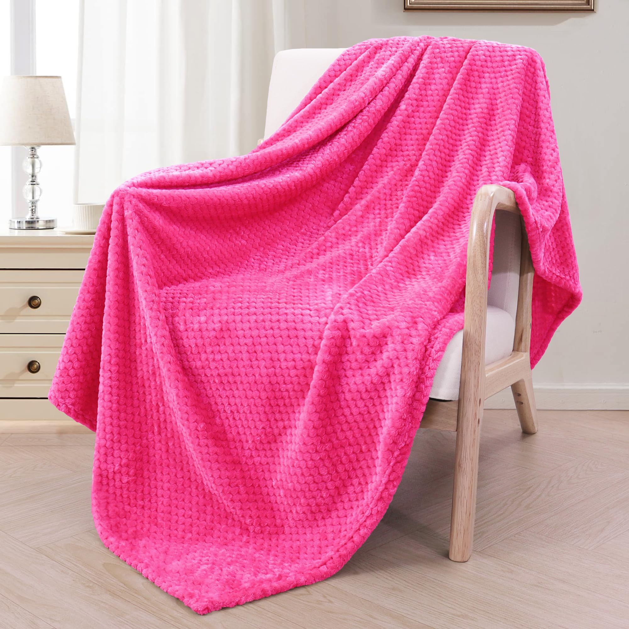 Exclusivo Mezcla Fleece Throw Blanket Extra Large, Super Soft and Warm Blankets for Couch Sofa and Bed Waffle Textured, Cozy