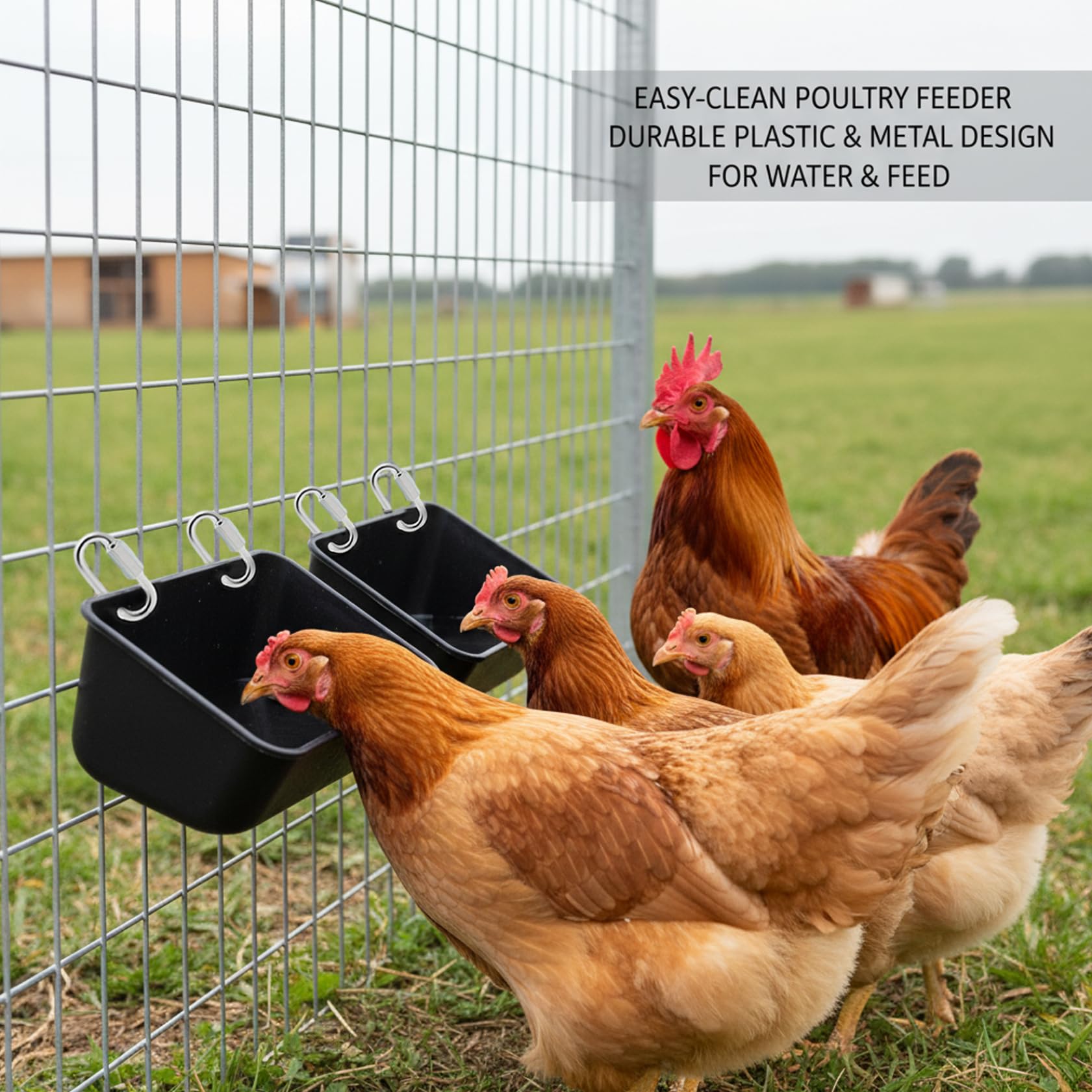 Mangiatoia per Galline da Appendere Mangiatoia per Capre Confezione da 3 per Pollame e Bestiame con Clip e Viti in Plastica Multiuso per Capra/Pollo/Anatra Abbeveratoio