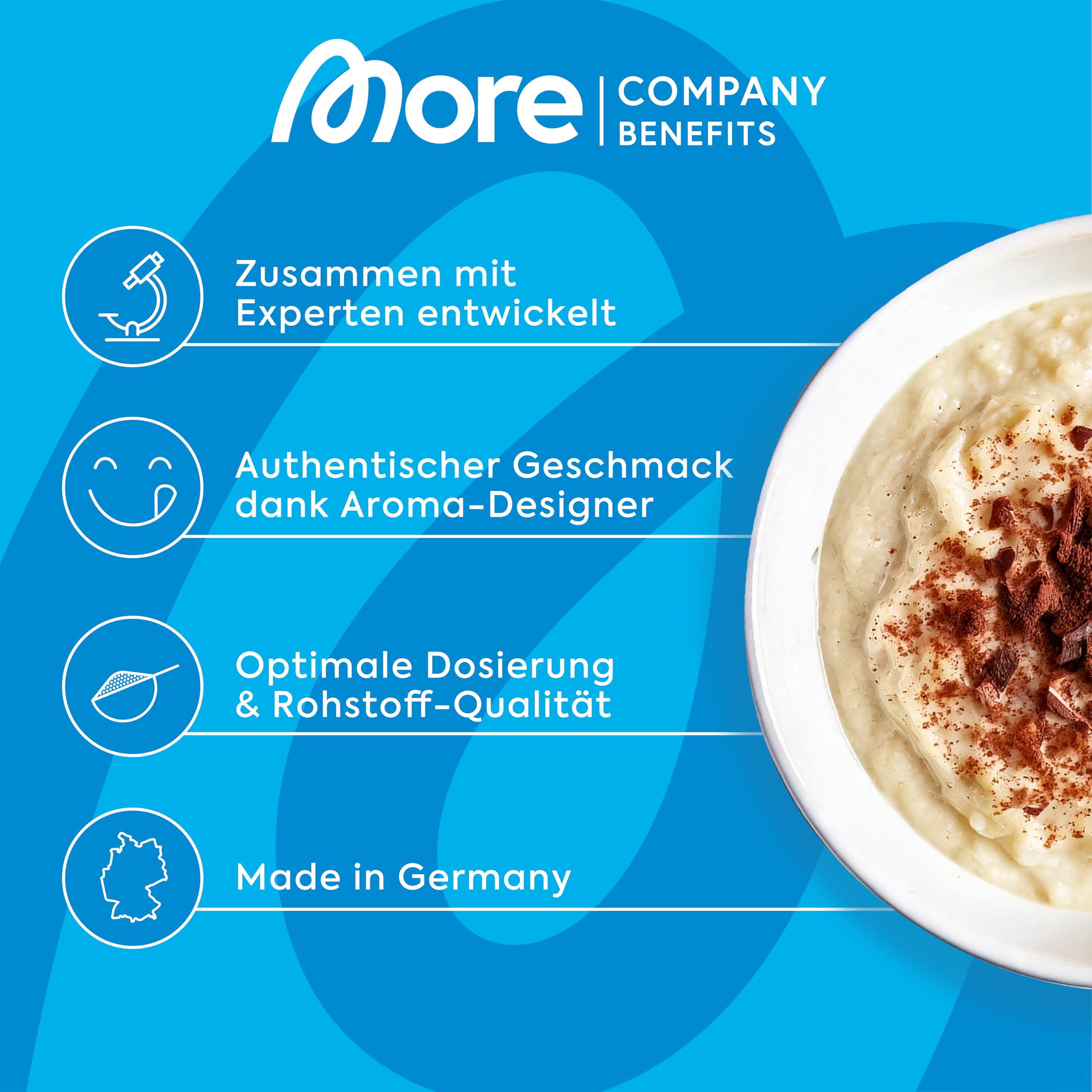 More Protein Milchreis, 10er Tray, 10 x 65 g, 25 g Eiweiß pro Portion, schnelle Zubereitung ohne Kochen, cremig leckerer Milchreis mit weniger Zucker und Fett, perfekt zum Verfeinern
