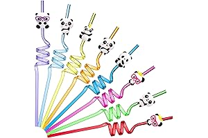 24 Panda Party Straws for Birthday Drinking