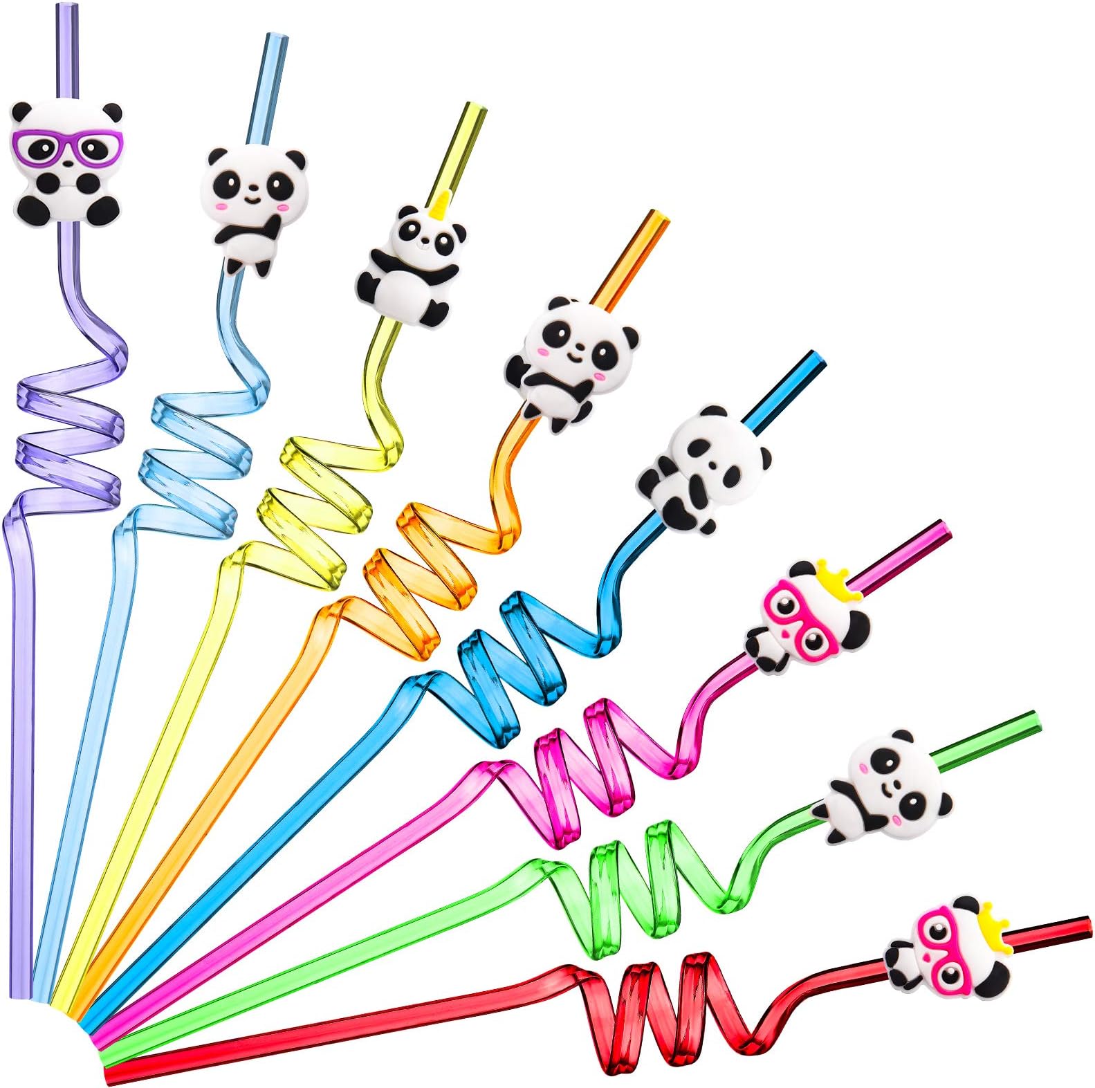 24 Pieces Panda Drinking Straws Reusable Panda Theme Straws for Birthday Party Bar Wedding Party Favors Supplies