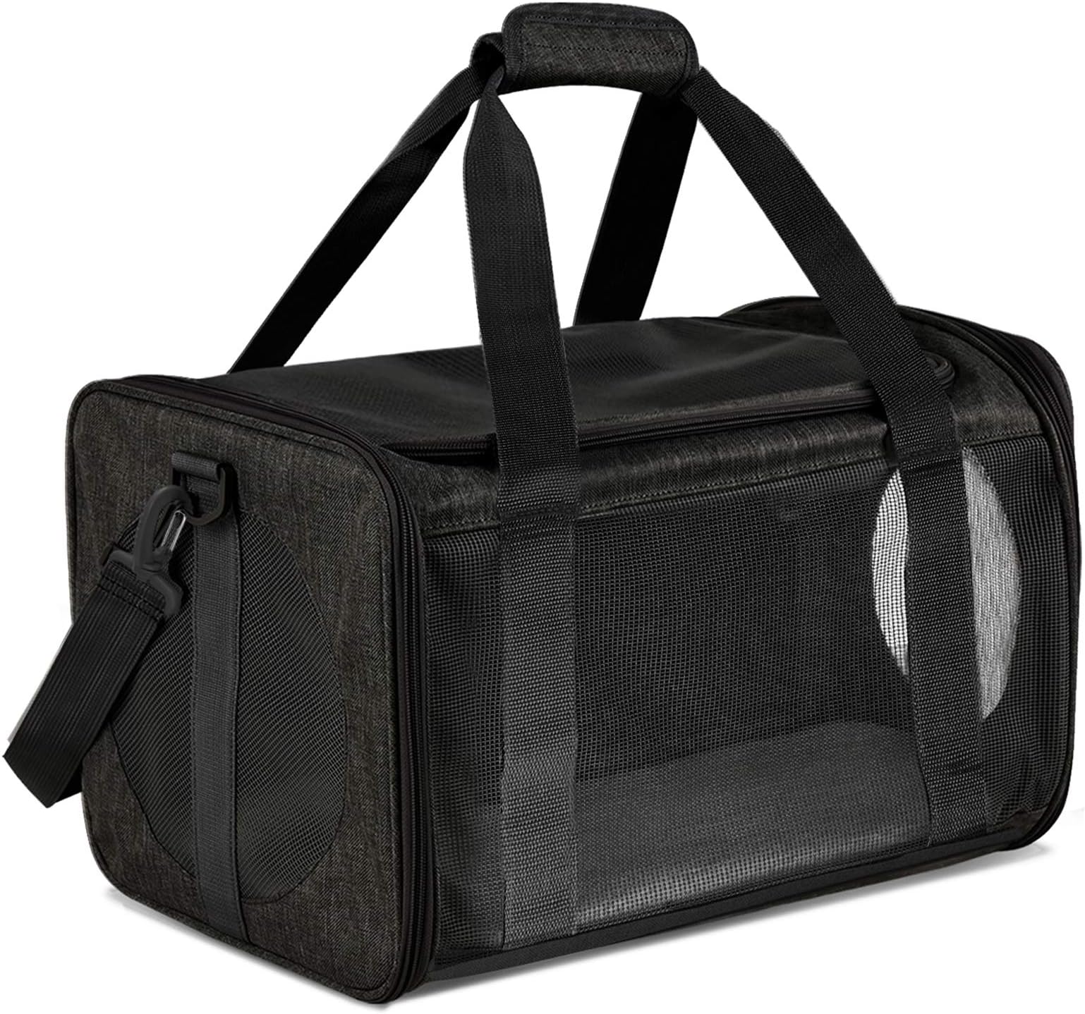 DZHJKIO Cat Carriers Dog Carrier Pet Carrier for Small Medium Cats Dogs Puppies up to 15 Lbs, TSA Airline Approved Small Dog Carrier Soft Sided, Collapsible Waterproof Travel Puppy Carrier - Black