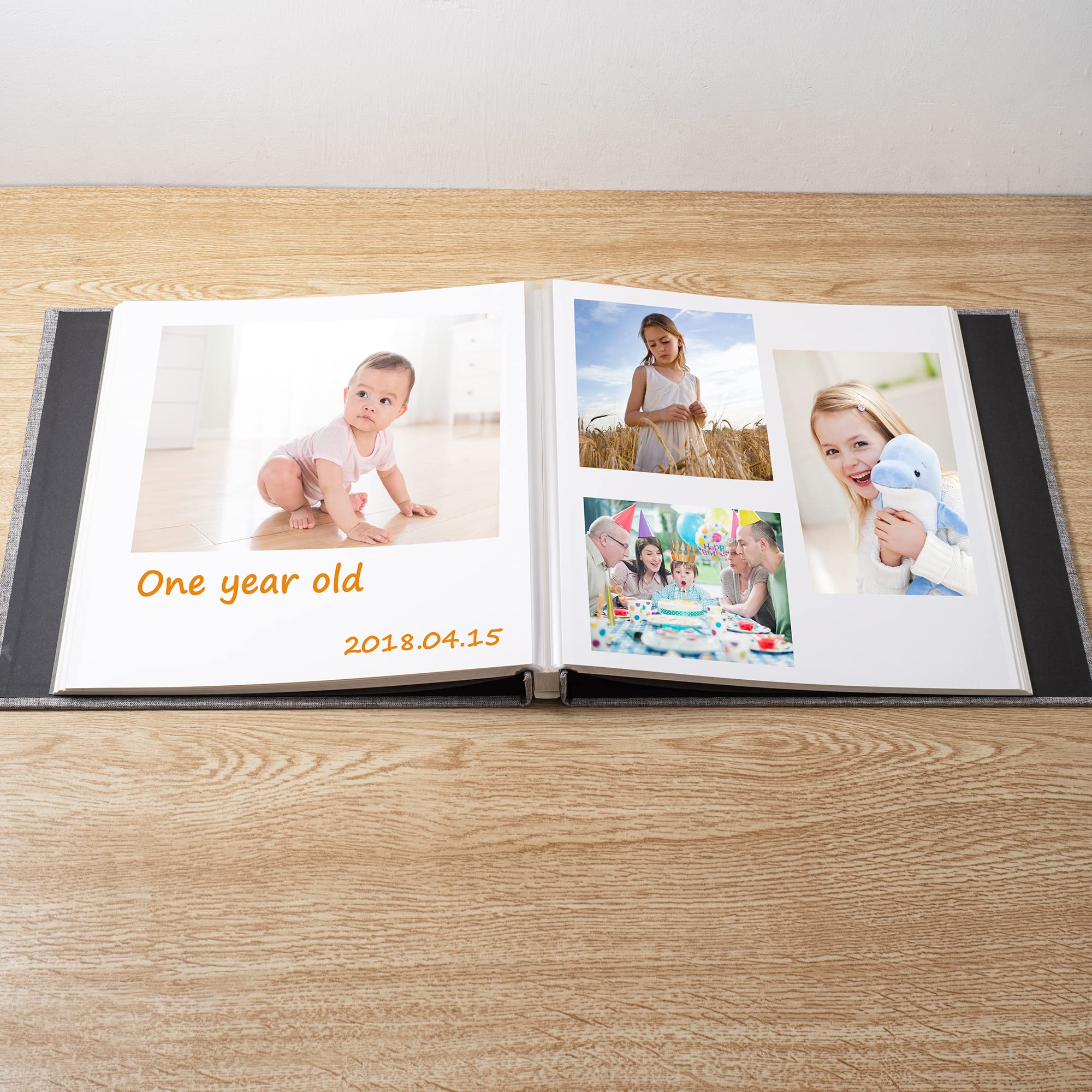 Duży album fotograficzny, samoprzylepny album do scrapbookingu, na 4 x 16 cm, 20 x 10 zdjęć, DIY, magnetyczny, lniany, okładka, album, 60 stron, na rodzinne prezenty ślubne, z metalowym