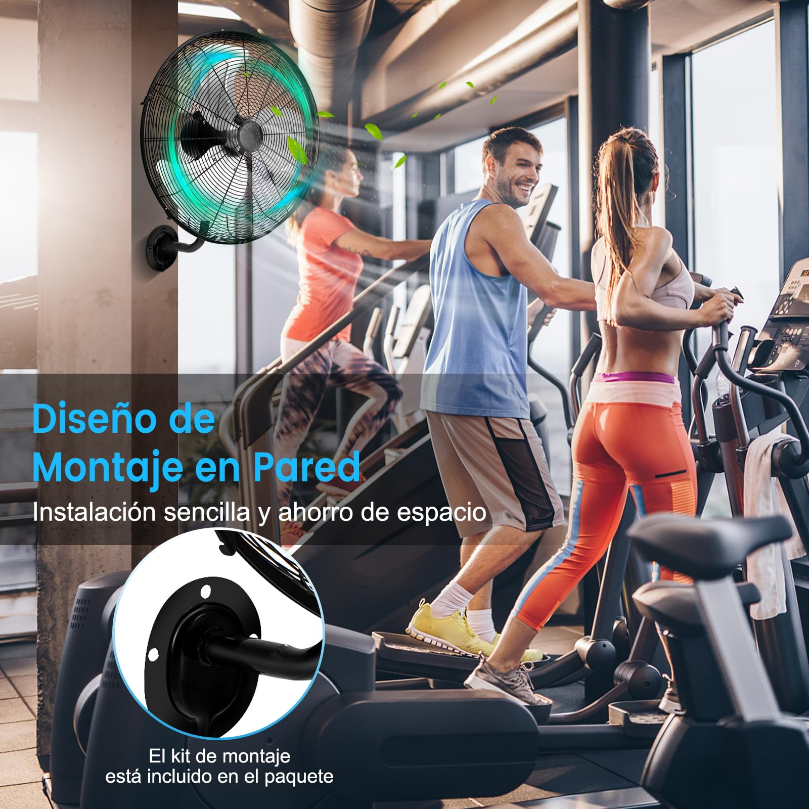 RELAX4LIFE Ventilador de Pared Ø56cm con 3 Velocidades (Negro) | Rotación Horizontal 85° y Vertical 30°, Ventilador Industrial Oscilante 120W con Pala de Aluminio para Almacén/Fábricas