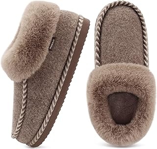Womens Memory Foam Slippers Cosy Supportive Warm House Shoes Fuzzy Faux ...