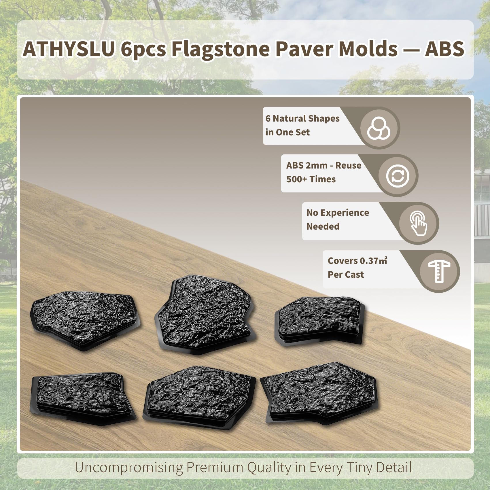 Concrete Paver Molds - 6 Pack for Flagstone -3