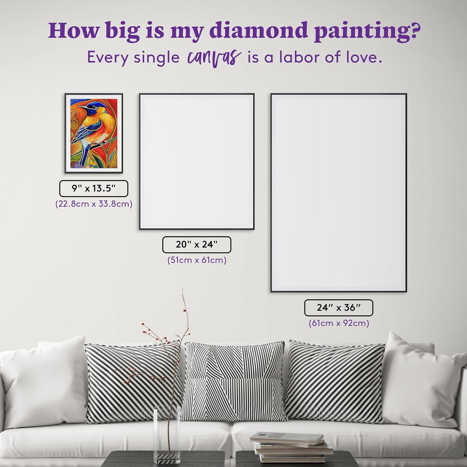 DIAMOND ART CLUB Bird of Joy Diamond Painting Kit, Fun DIY Crafts for Adults, Round Diamond Art Canvas, 9" x 13.5" (22.8 cm x 33.8 cm)
