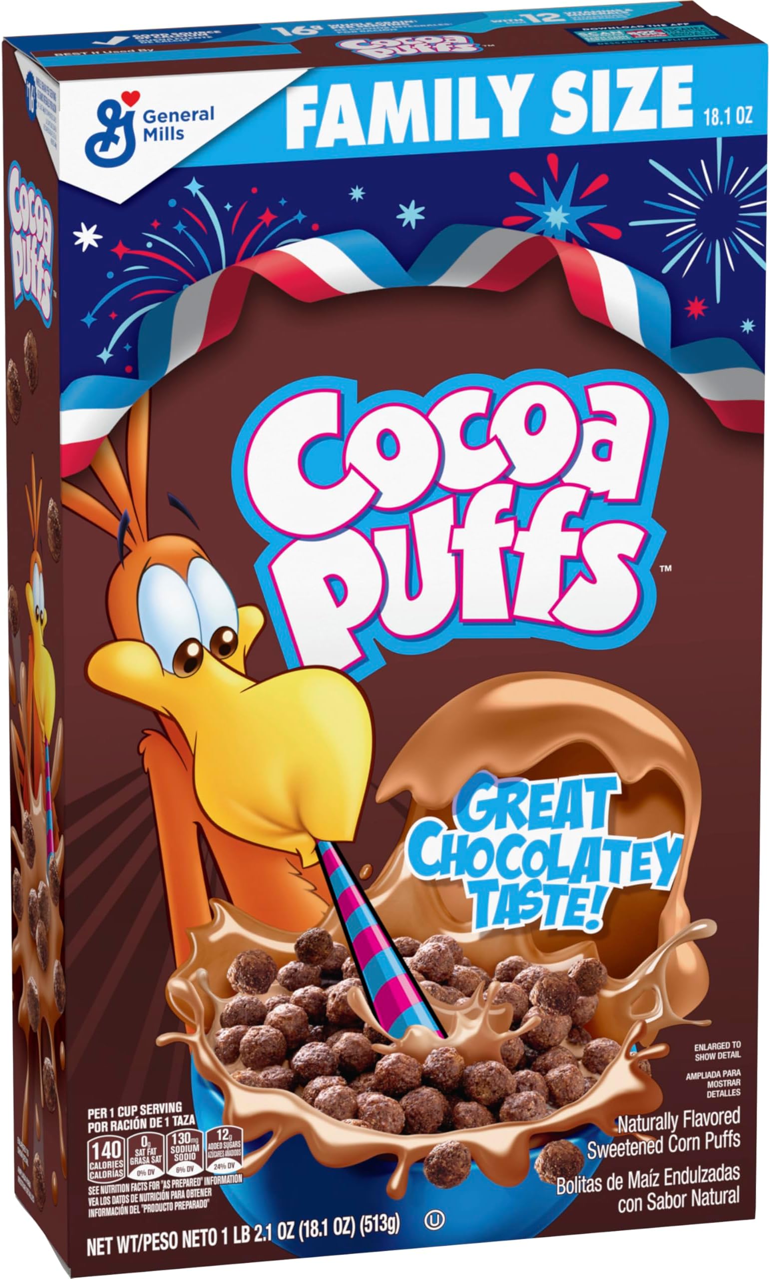 Chocolatey Breakfast Cereal, Made with Whole Grain, Family Size, 18.1 oz