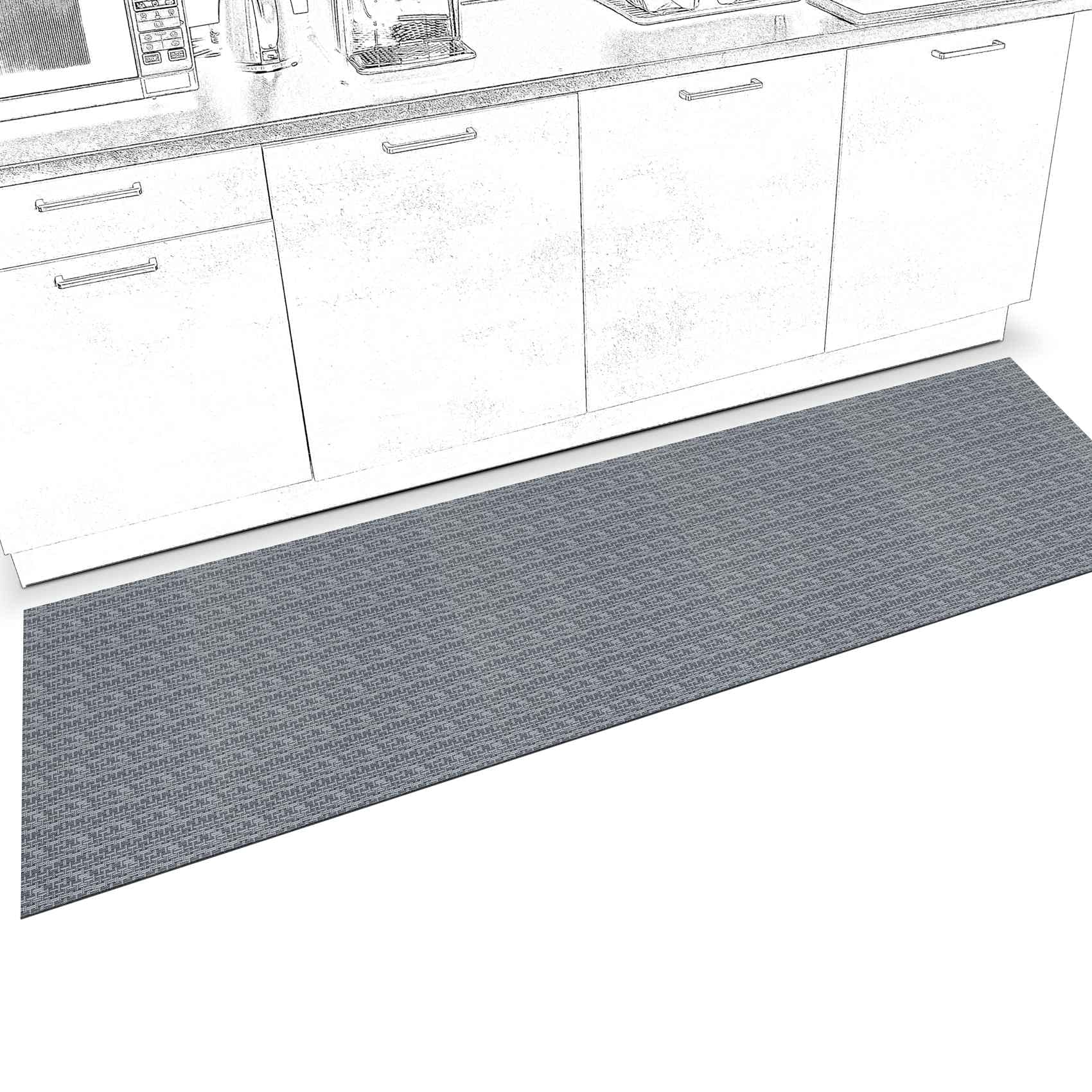 ANRO Anro Tapis de couloir, antidérapant, lavable, lavable, lavable, Tapis de cuisine, réglable, Itaca, gris, 500 x 50 cm à 5 m de long