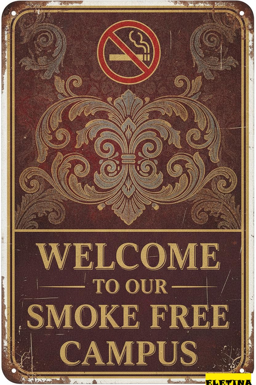 Personalized Sign for Man Cave Welcome To Our Smoking Free Campus Aluminum Warning Metal Poster Caution Safety Aluminum Art S Street High Way Gate Fence Garden 8x12in Private Property Decorative