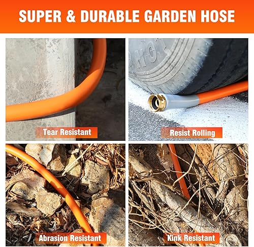 Miniatura 5 de Manguera de jardín de 50 pies x 58 con 10 funciones a prueba de fugas, manguera de agua resistente, accesorios de latón macizo de 34 pulgadas,