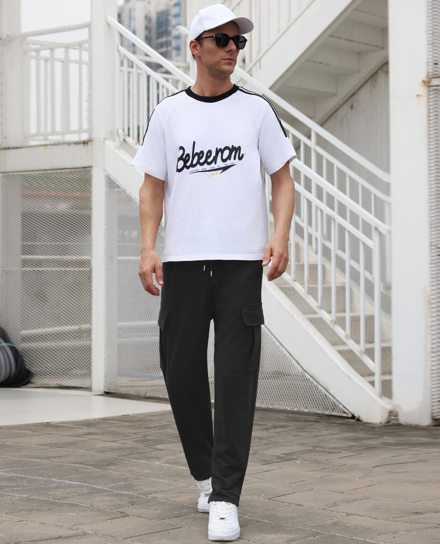 Pantalones de Chándal para Hombre Casuales Algodón Pantalon Largo Talla Grande Cargo Pantalones con Ajustable Cordón Pantalones Deportivos con Bolsillos