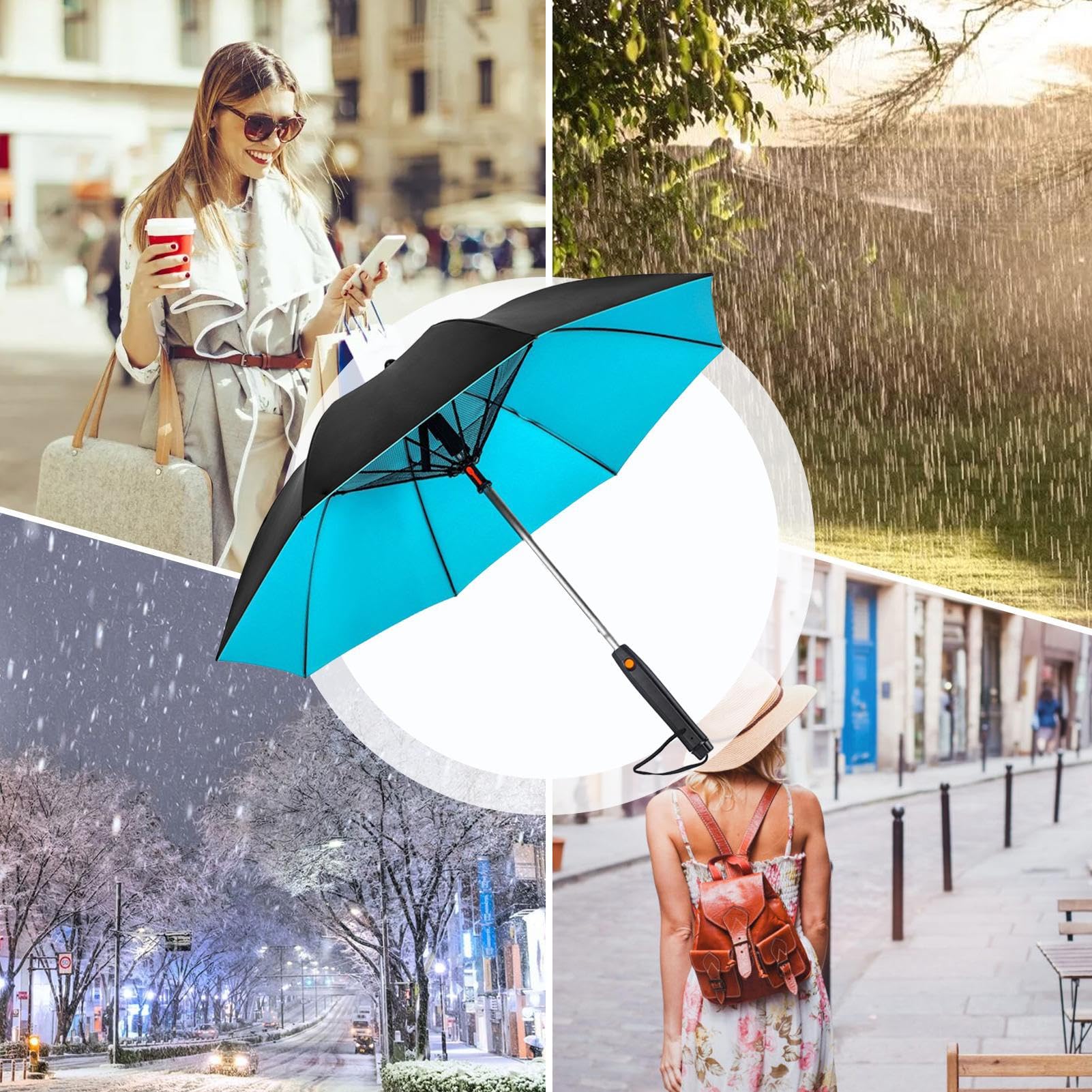 Parapluie anti-UV avec ventilateur | Parasol rafraîchissant avec