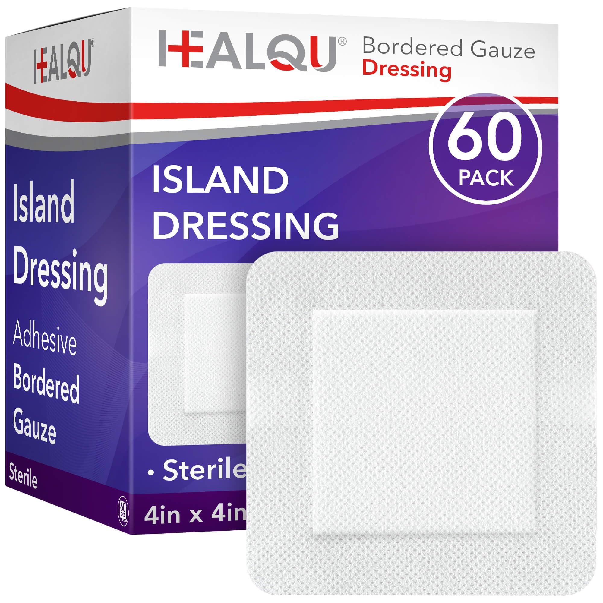HEALQU Island Dressing - 4"x4", 30 Count - Bordered Gauze Sterile Individually Wrapped Gauze Pads, Water-Resistant, Non-Woven Backing - Soft and Breathable Wound Dressing for First Aid and Medical — Amazon image 8