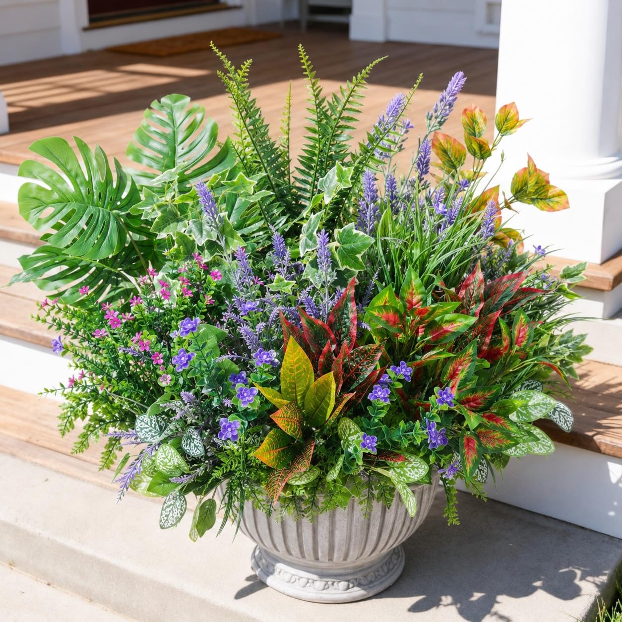 Fleurs artificielles d'extérieur résistant aux UV pour jardinière et jardin