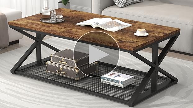 Amazon.com: IBF Walnut Coffee Table with Storage, Industrial