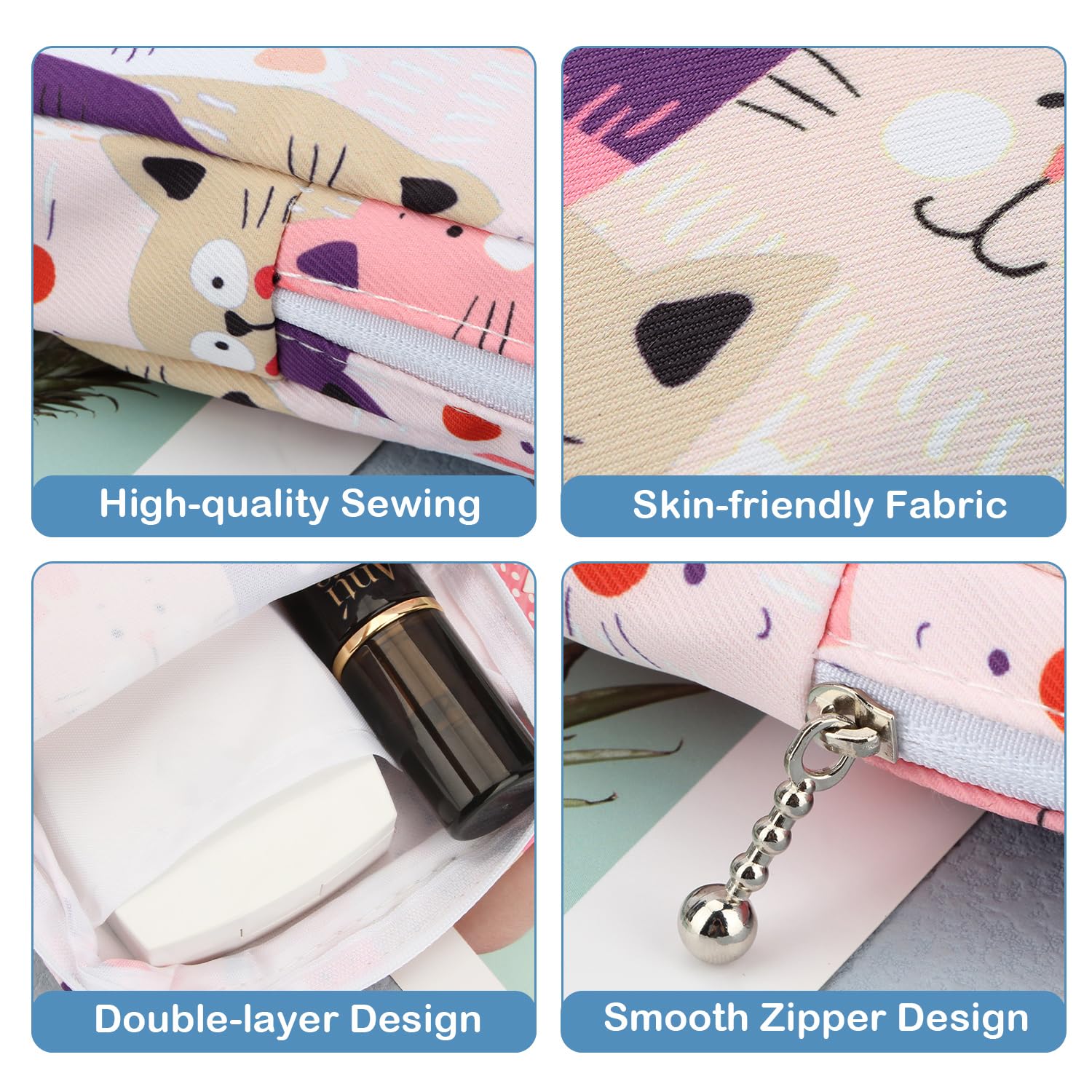 Desing Wish Sanitary Pad Storage Bag Portable Period Bag for Teen Pads/Sanitary Napkins/Small Tampons, Sanitary Napkin Storage Bag First Period Gifts for Teen Girls (Cat)
