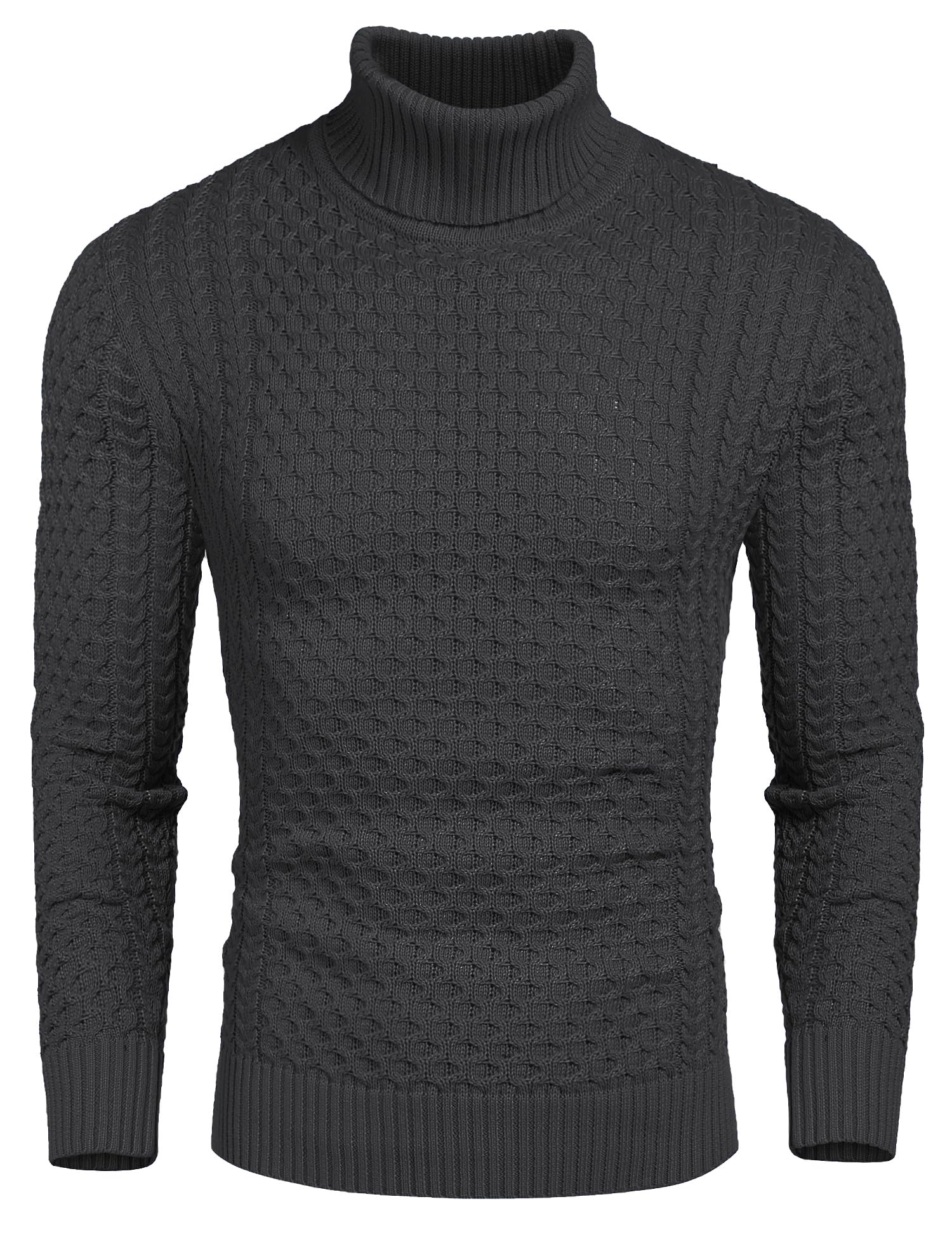 COOFANDY Men's Slim Fit Turtleneck Sweater Casual Knitted Pullover Sweaters