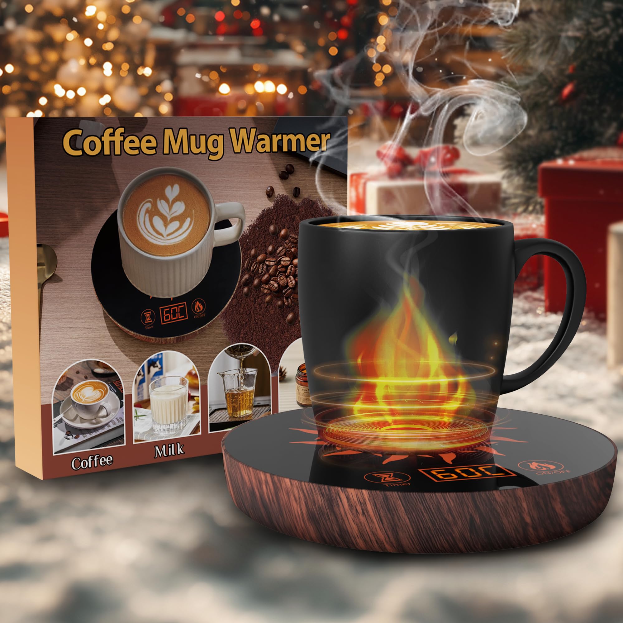 Coffee Mug Warmer for Desk with Auto Shut Off, Coffee Cup Warmer for Desk with 3 Temp.&amp;1-12 Hours Timer(Birthday Coffee Gifts)
