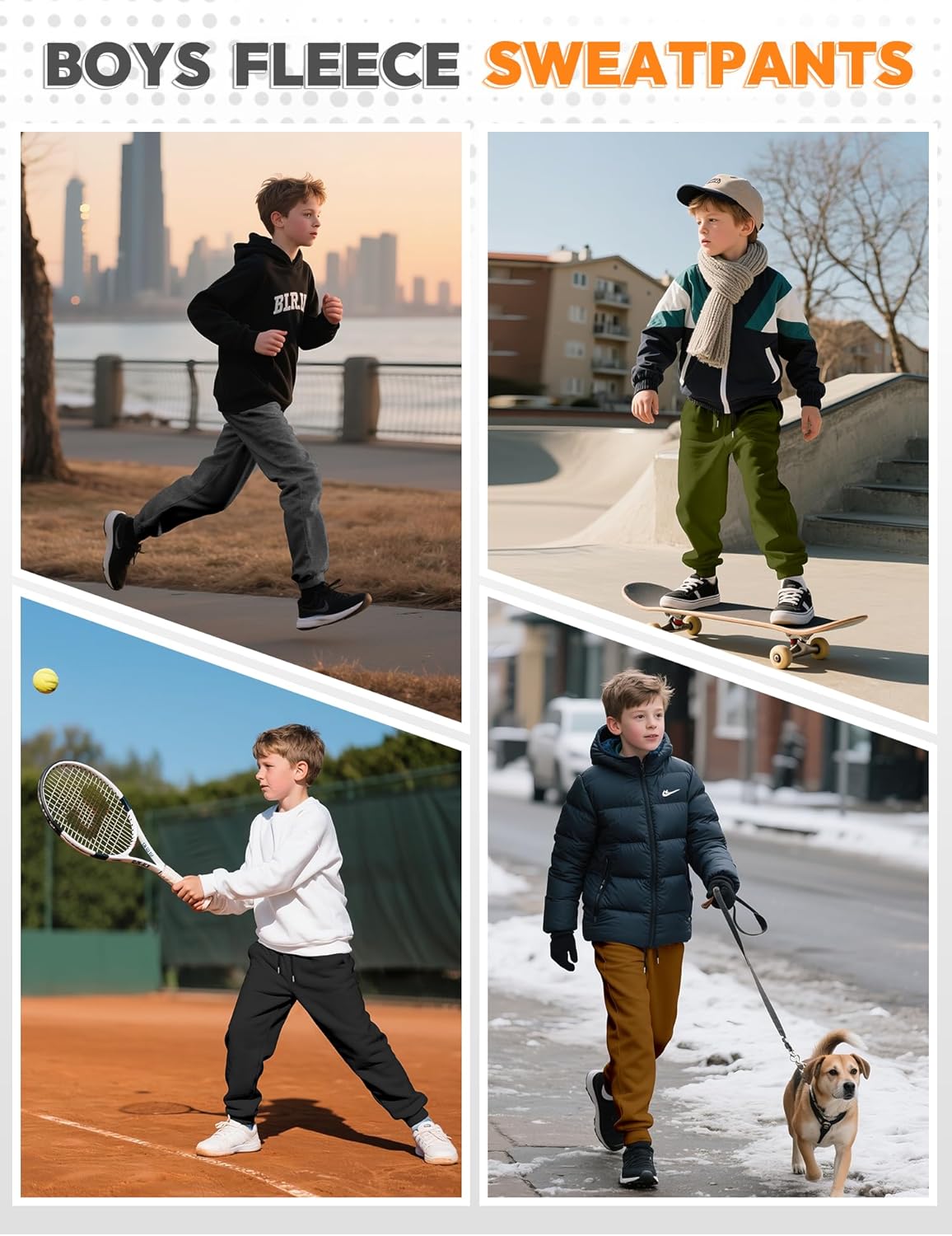 Boys Sweatpants Fleece Pants Toddler Boy Joggers with Pockets Thermal Athletic Sweat Pants for Kids 2-14Y - Image 6