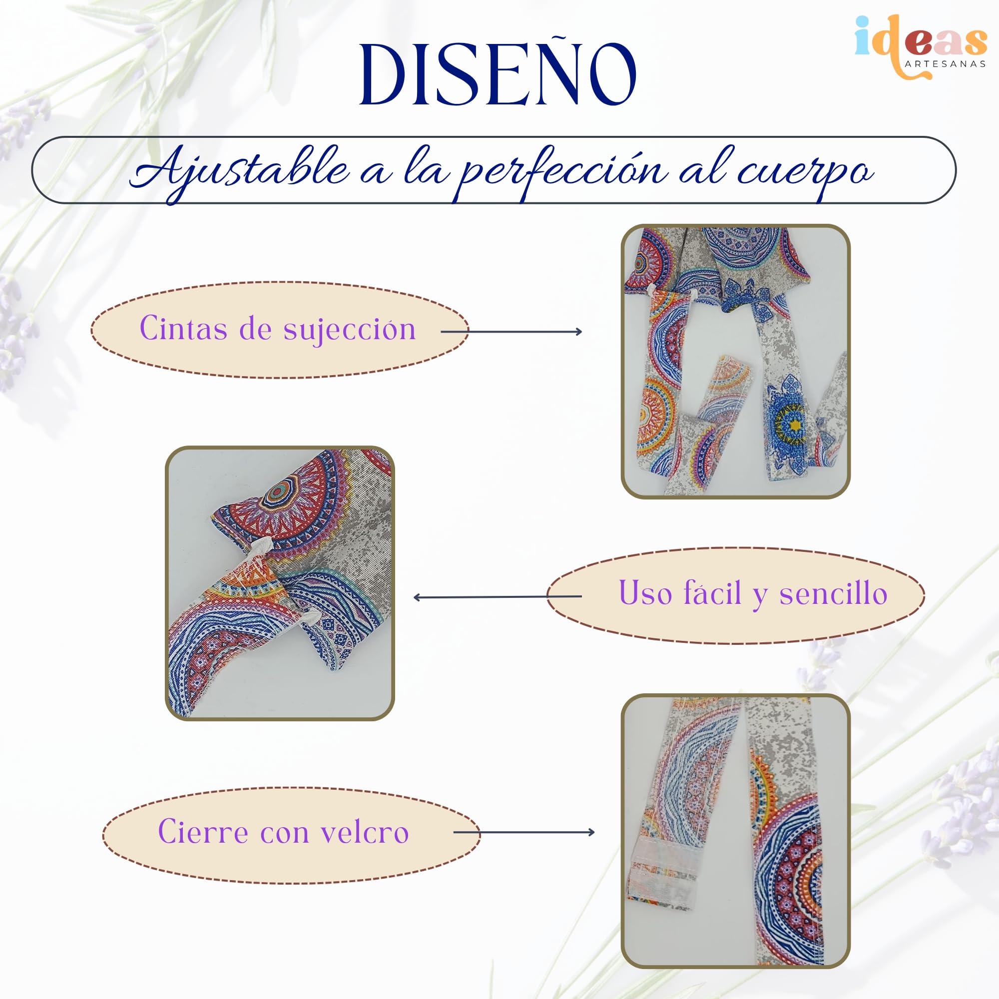 Saco Semillas Microondas-Cojin Térmico Ajustable al Cuerpo-100% Algodón con trigo y Lavanda-Bolsa para Alivio Natural de Dolores Musculares,Menstrual y Lumbago. (Mandala Azul)