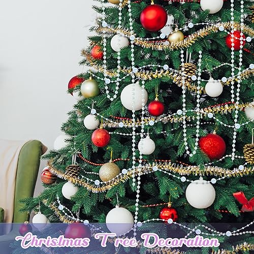 Miniatura 17 de Bonuci Guirnalda de perlas de 66 pies, cadena de cuentas artificiales para árbol de Navidad, guirnalda de perlas de imitación para manualidades
