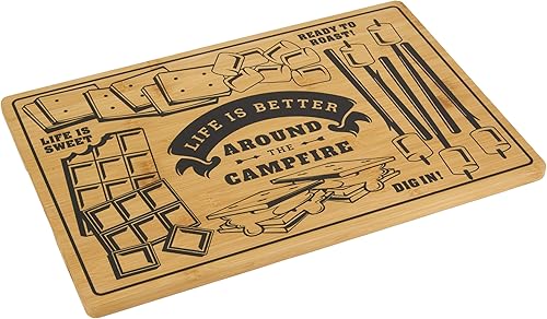 Miniatura 2 de Farberware Tabla de fogata con asas empotradas, tabla de cortar reversible de cocina para entretenimiento y preparación de comidas, tablero de